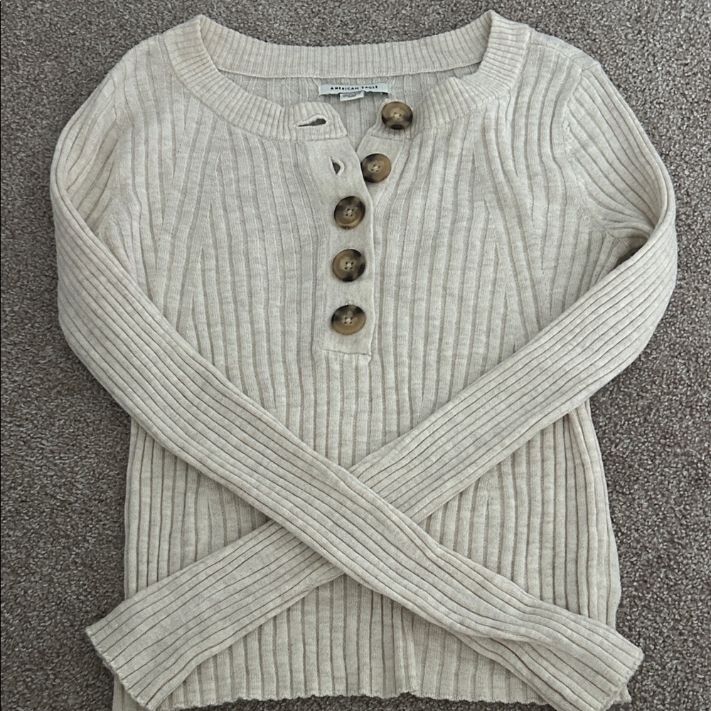 American Eagle Beige Cardigan with Button Details